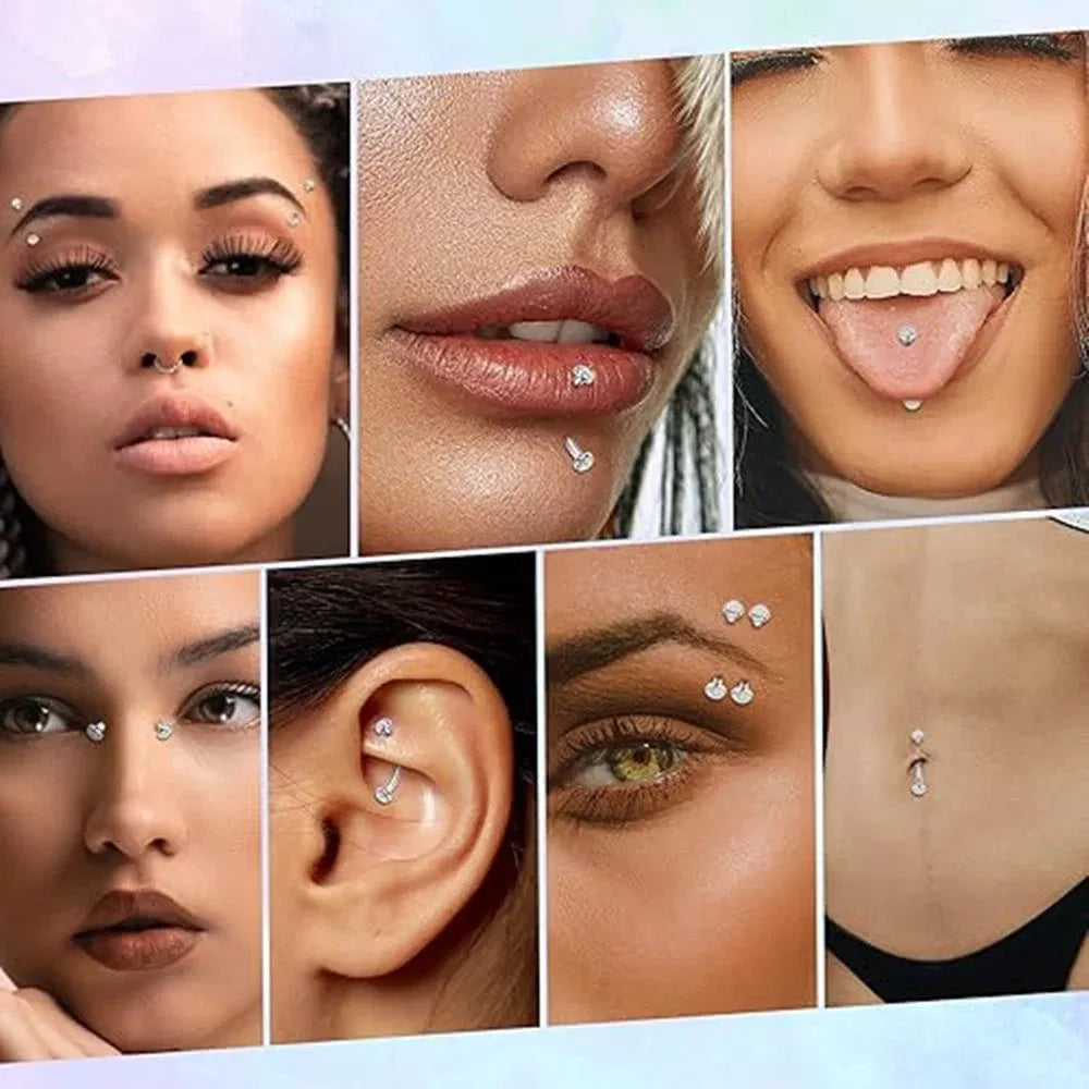 Metal color: Antique Gold Plated, Main Stone Color: black - 3/4/5mm Opal Steel Eyebrow Ring Internally Threaded 6mm -14mm Bar Curved Barbell Monroe Lip Stud Ear Tragus Piercing