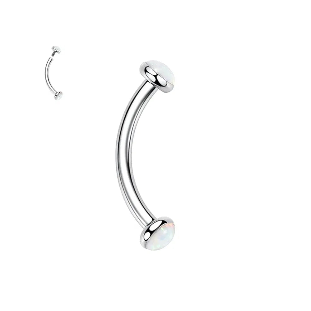 Metal color: Blue Zinc Plated, Main Stone Color: black - 3/4/5mm Opal Steel Eyebrow Ring Internally Threaded 6mm -14mm Bar Curved Barbell Monroe Lip Stud Ear Tragus Piercing