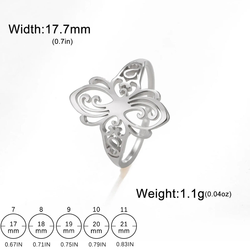Main Stone Color: WHITE, Ring Size: 10 - Skyrim Filigree Ring Stainless Steel Gold Color Elegant Finger Rings Women Bohemian Jewelry Wedding Band Gift Wholesale