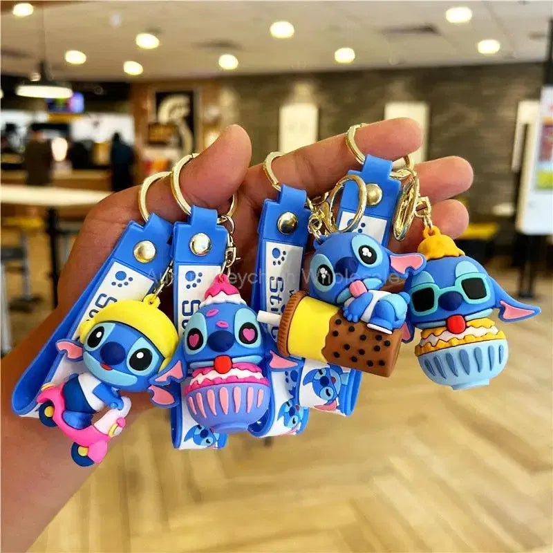 Color: P4/27 - Wholesale Anime Disney Keychain Mickey Mouse Minnie Lilo & Stitch Cartoon Keyring Kawaii Key Chain Car Pendant Kids Toys Gifts
