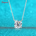 Gem Color: WHITE, Metal Color: Pure Gold Color - Smyoue White Gold Plated 1-10CT Moissanite Necklace for Women Classic Four Claws Pendant Wedding Jewelry 925 Sterling Silver GRA