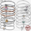 Gem Color: Middle Brown, Length: 17cm - 925 Silver Heart Snake Chain Bracelet For Women Infinite Knot Butterfly Infinity Clasp Femme Bracelet Bangles Jewelry Gift