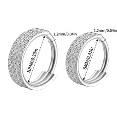 Metal color: Light Yellow Color, Main Stone Color: WHITE - G23 Titanium Piercing Hinged Segment Hoops CZ Stone Nose Rings Ear Cartilage Tragus Helix Earrings Piercing Body Jewelry