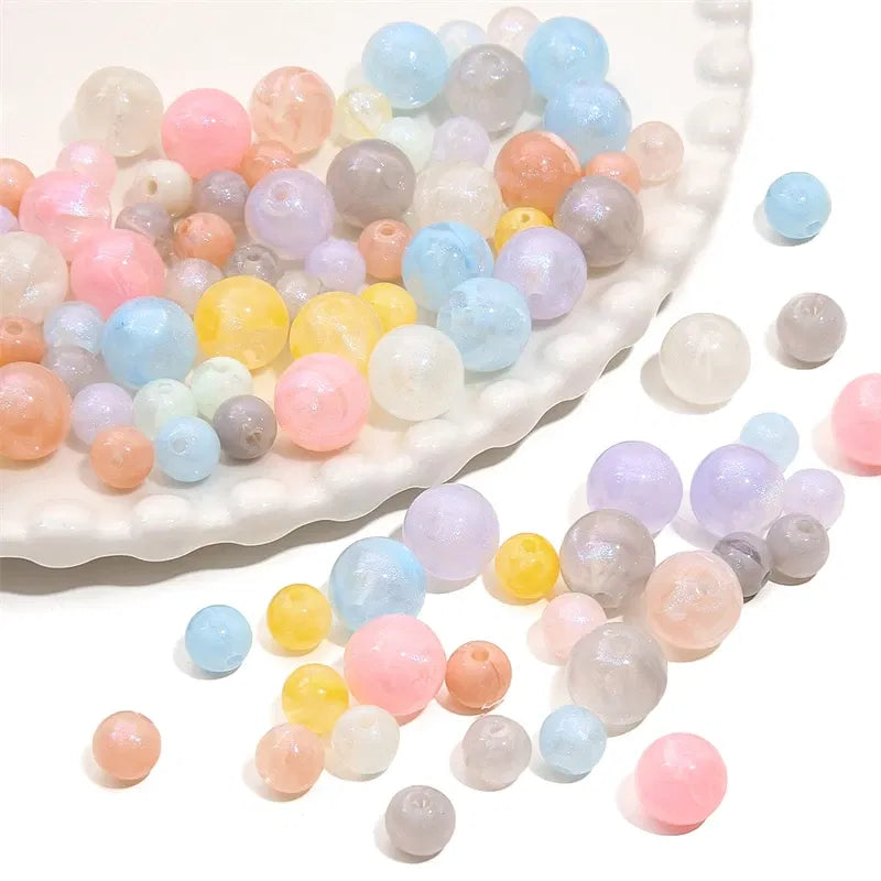 Color: PURPLE, Ships From: CN - 20/50pcs 8/12mm Acrylic Round Pearl Luster Beads for Earring Necklace Keychain DIY Jewelry Making