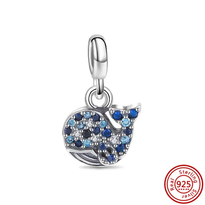 Color: Dark green - 2022 New 925 Sterling Silver My Love Starfish Flamingo Pendant Charm Fit Original Pandora Me Bracelet DIY Bead Jewelry For Women