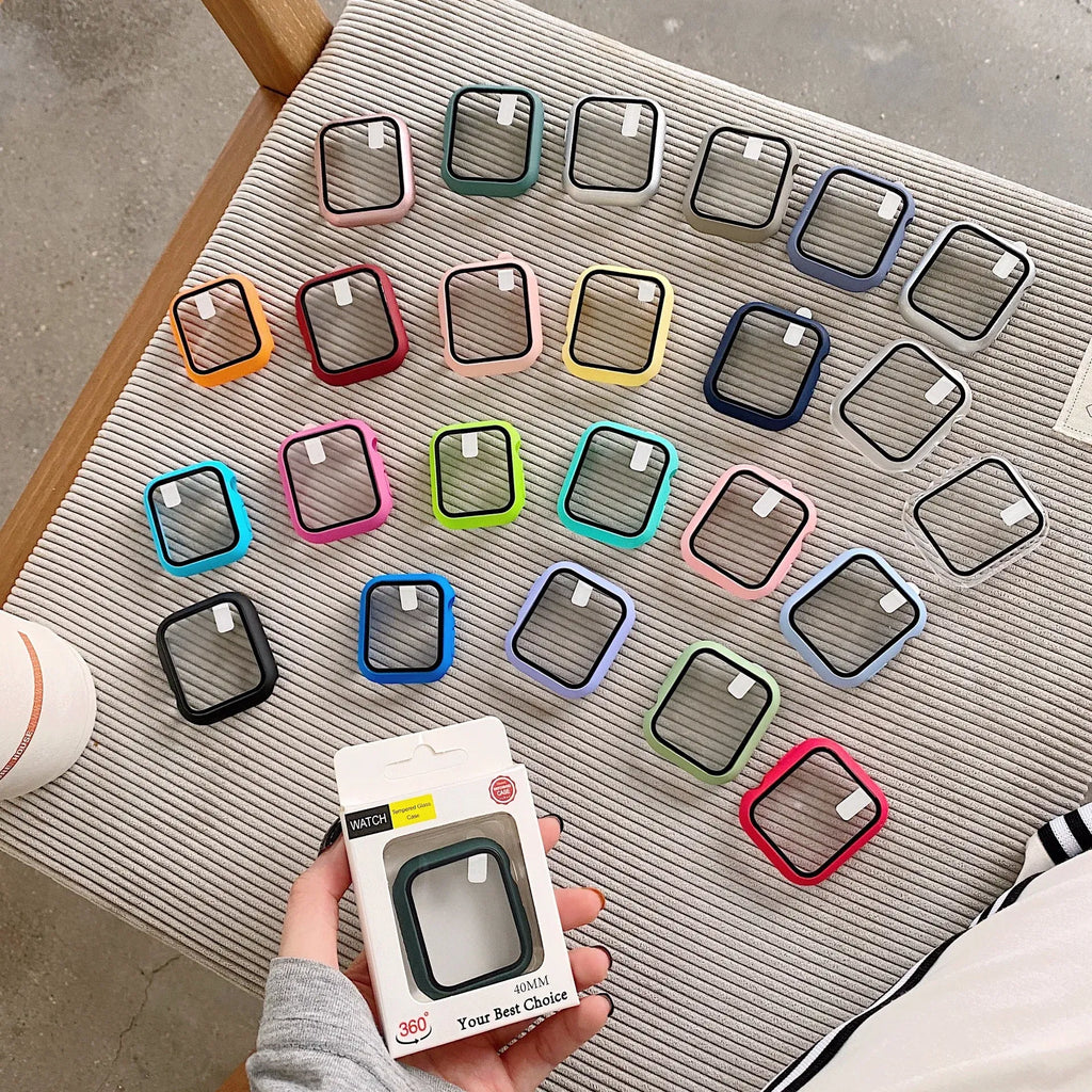 Dial Diameter: 4 - 6.9 Inches, Color: silver - Tempered Glass+cover For Apple Watch 9 8 41mm 45mm 42mm 38mm PC Bumper Screen Protector Case IWatch Series 7 6 5 4 Se 44mm 40mm