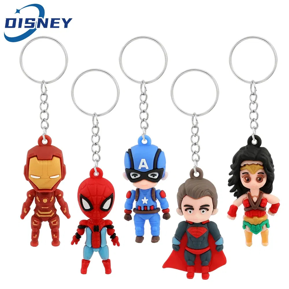 Color: WHITE, Ships From: CHINA - Marvel Superhero Keychain Avengers Cartoon Doll Iron Man Spiderman Keyrings for Backpack Accessories Key Holder Kid Gift