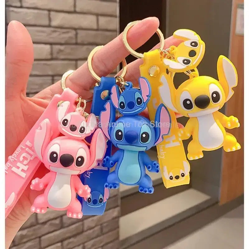Color: P4/27 - Wholesale Anime Disney Keychain Mickey Mouse Minnie Lilo & Stitch Cartoon Keyring Kawaii Key Chain Car Pendant Kids Toys Gifts
