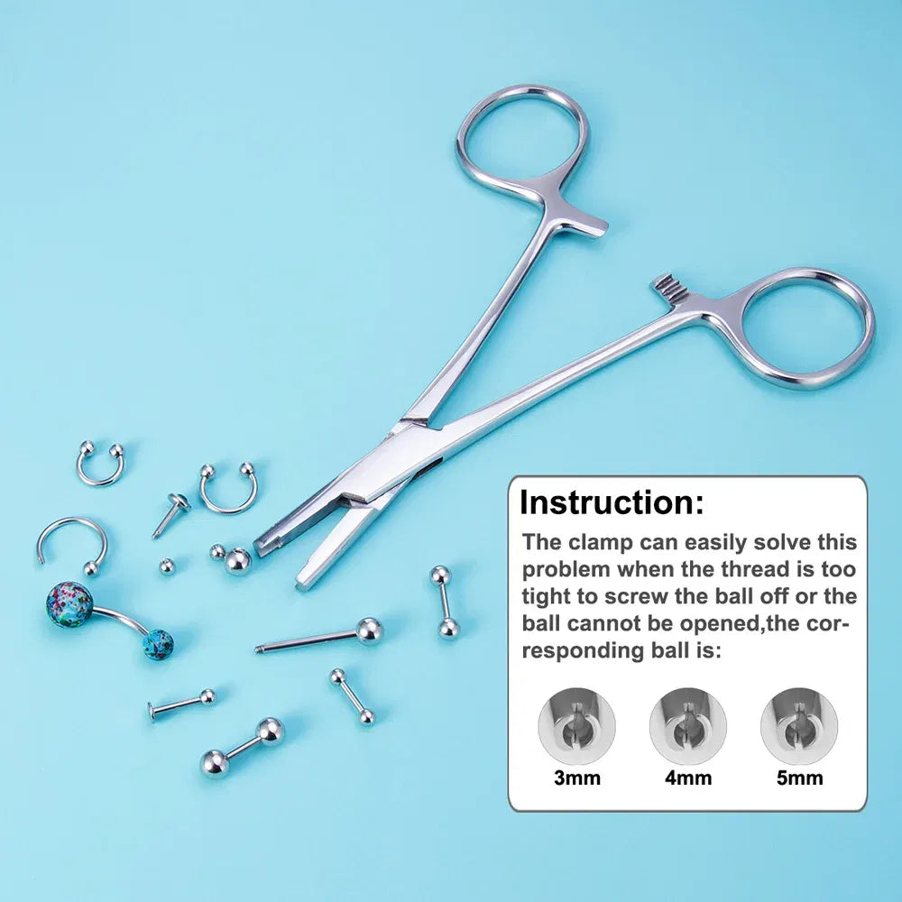 Metal color: PURPLE - Surgical Steel Pliers Body Piercing Tool Forceps Needle Pipe Clamp Tweezers Open Close CBR Ring Plier Ear Belly Nose Pierc Tools