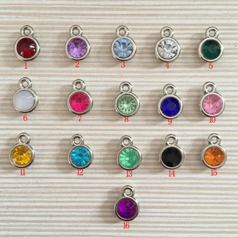Metal color: Light Yellow Gold Color - 150pcs/lot mixed Birthstone charms 11mm Acrylic for DIY jewelry