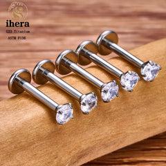 Metal color: SILVER PLATED, Ships From: CHINA, Main Stone Color: black - 10PCS G23 Titanium Labret Piercing Lip Ring 16G F136 Internal Thread Nose Stud Earring Tragus Helix Cartilage Piercing Jewelry