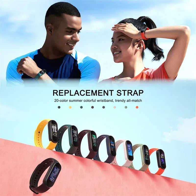 Band Color: Blue Pink, Band Width: 22mm, Ships From: CHINA - Silicone Watch Strap For Xiaomi Mi Band 7 6 5 4 3 Wristband Bracelet Wrist Straps MiBand 3/4 band5 band6 Smartwatch Accessories