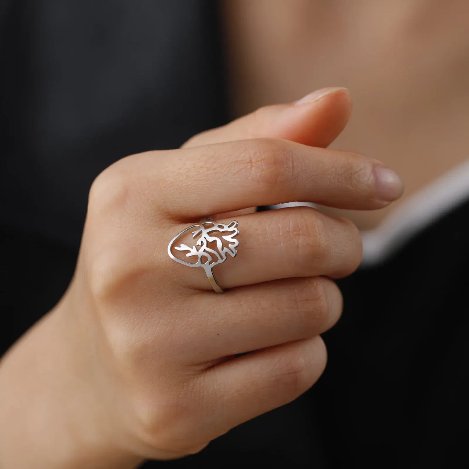 Main Stone Color: Silver, Ring Size: 7 - Skyrim Hollow Anatomical Heart Ring Women Stainless Steel Gold Color Finger Rings Fashion Medical Biology Jewelry Gift for Lover