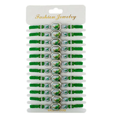 Metal Color: Vermeil - 12 Pieces Mexican Bracelets Saint Jude Bracelet Catholic Green Handmade String Bracelets San Judas Tadeo Rosary Bracelet Gift