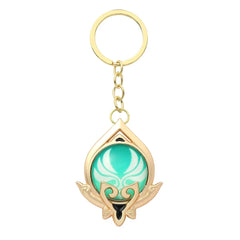 Color: green - Genshin Impact Keychain Anime Game Genshi Impact Vision Element God's Eye for Men Key Chain Kids Accessories Key Ring