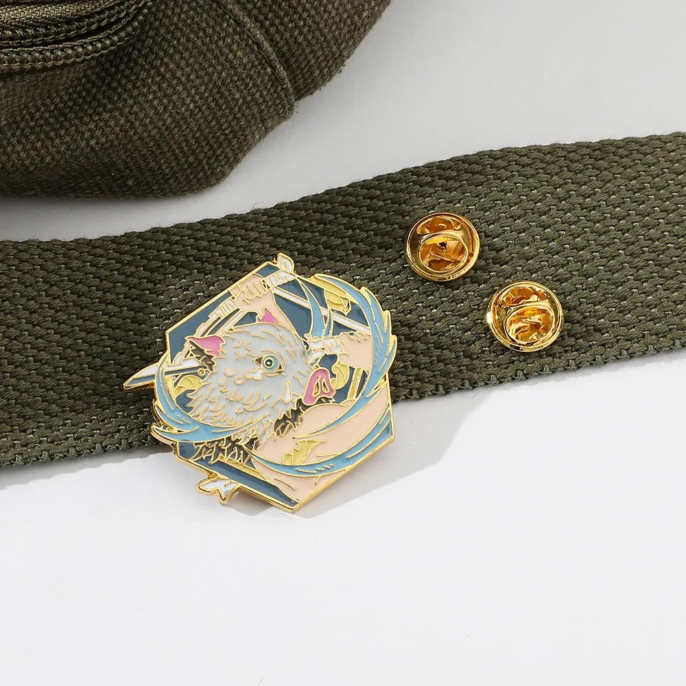 Metal color: ROSE GOLD COLOR, Ships From: CHINA - Anime Demon Slayer Figure Enamel Pins KamadoTanjirou Metal Badge Brooch for Jacket  Accessories for Fans Gifts