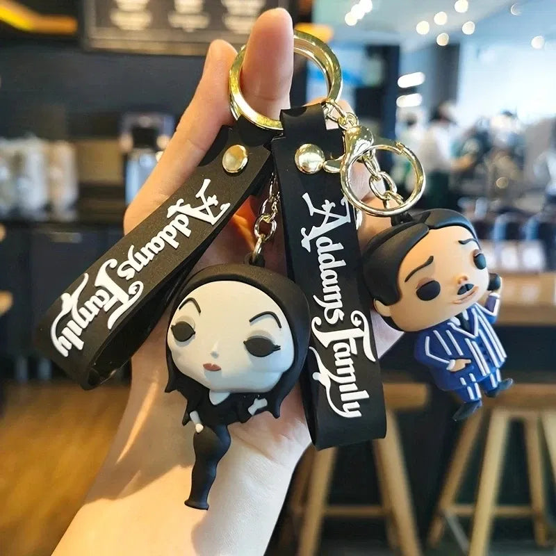 Color: black, Ships From: CHINA - Cartoon Wednesday Addams Silicone Keychain Pendant Car Backpack Bag Keyring 3D Doll Unisex Women Men Gifts Key Chain