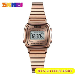 Color: Coffee, Ships From: CHINA - SKMEI1901 Women Top brands Luxury 3Bar Waterproof Ladies Watches Small Dial Digital Watch Relogio Feminino  Fashion Sport Watch