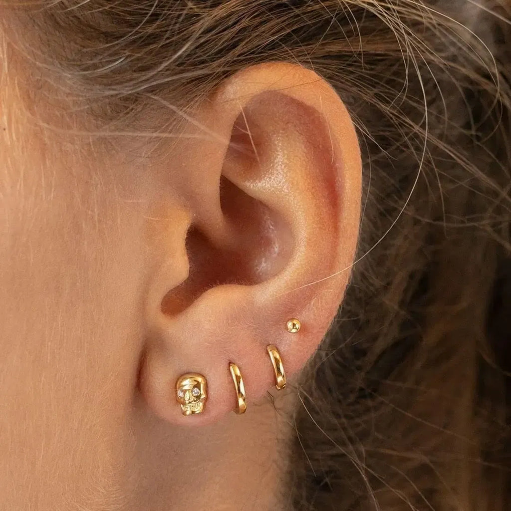 Metal Color: Antique Copper Plated - Vonmoos New Women 3 Pairs Small Earrings Lady Classic 14K Gold Hoop Fashion Tiny Huggie Hoop Earrings Set Hypoallergenic Earring