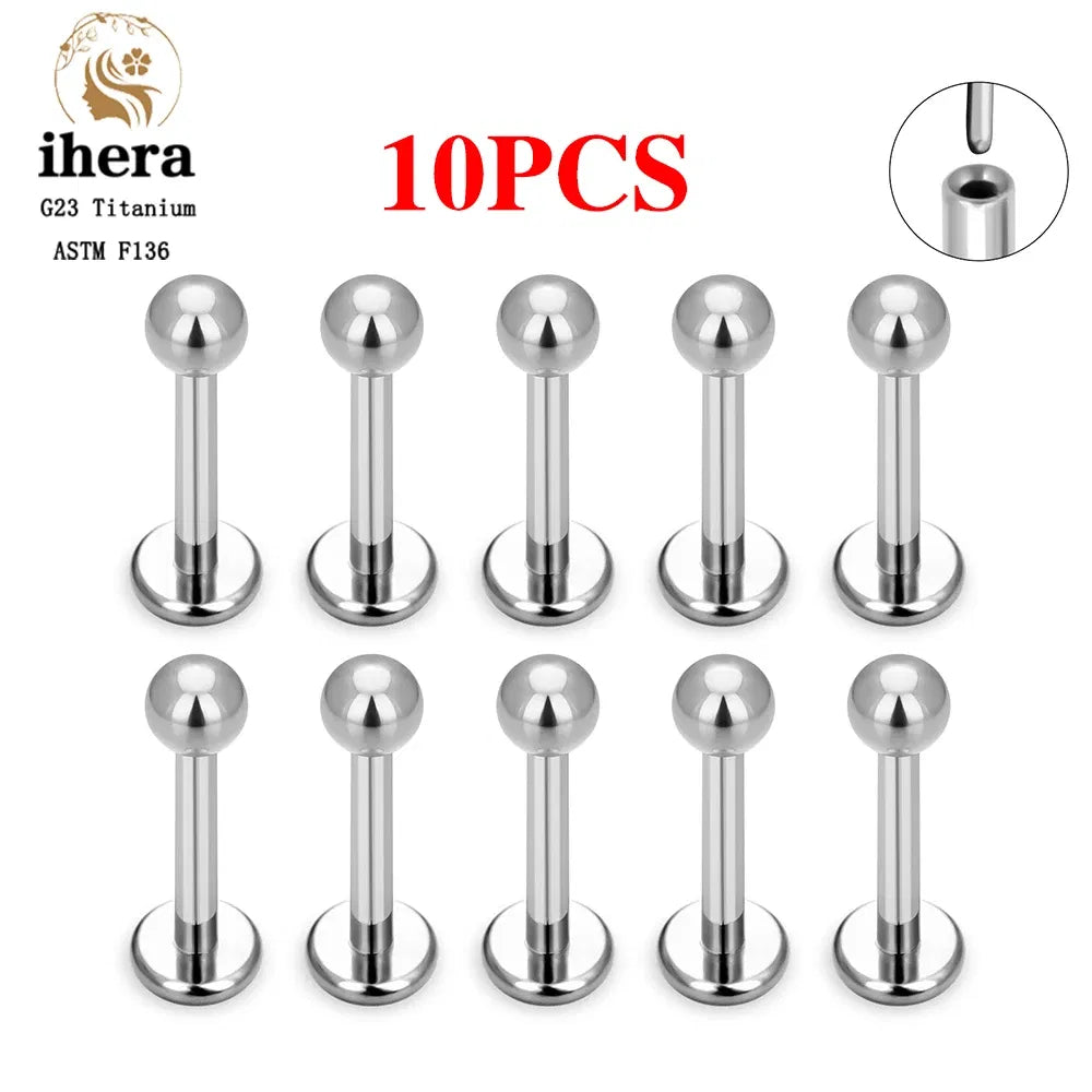 Metal color: Light Yellow Gold Color, Ships From: CHINA, Main Stone Color: Red - 10PCS G23 Titanium Lip Ring Labret Piercing Stud Earring CZ 16/18/20G Push Pin Ear Tragus Cartilage Helix Conch Pierc?Jewelry