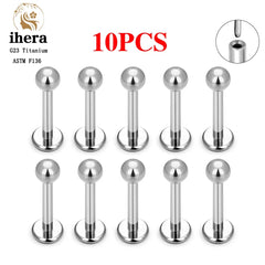Metal color: Light Yellow Gold Color, Ships From: CHINA, Main Stone Color: Pink - 10PCS G23 Titanium Lip Ring Labret Piercing Stud Earring CZ 16/18/20G Push Pin Ear Tragus Cartilage Helix Conch Pierc?Jewelry