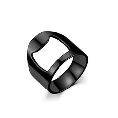 Main Stone Color: green, Ring Size: 12 - VIVILADY Titanium Stainless Steel Creative Bottle Opener Ring Jewelry For Unisex Punk Simple Fashion Party Bar Gift Wholesale
