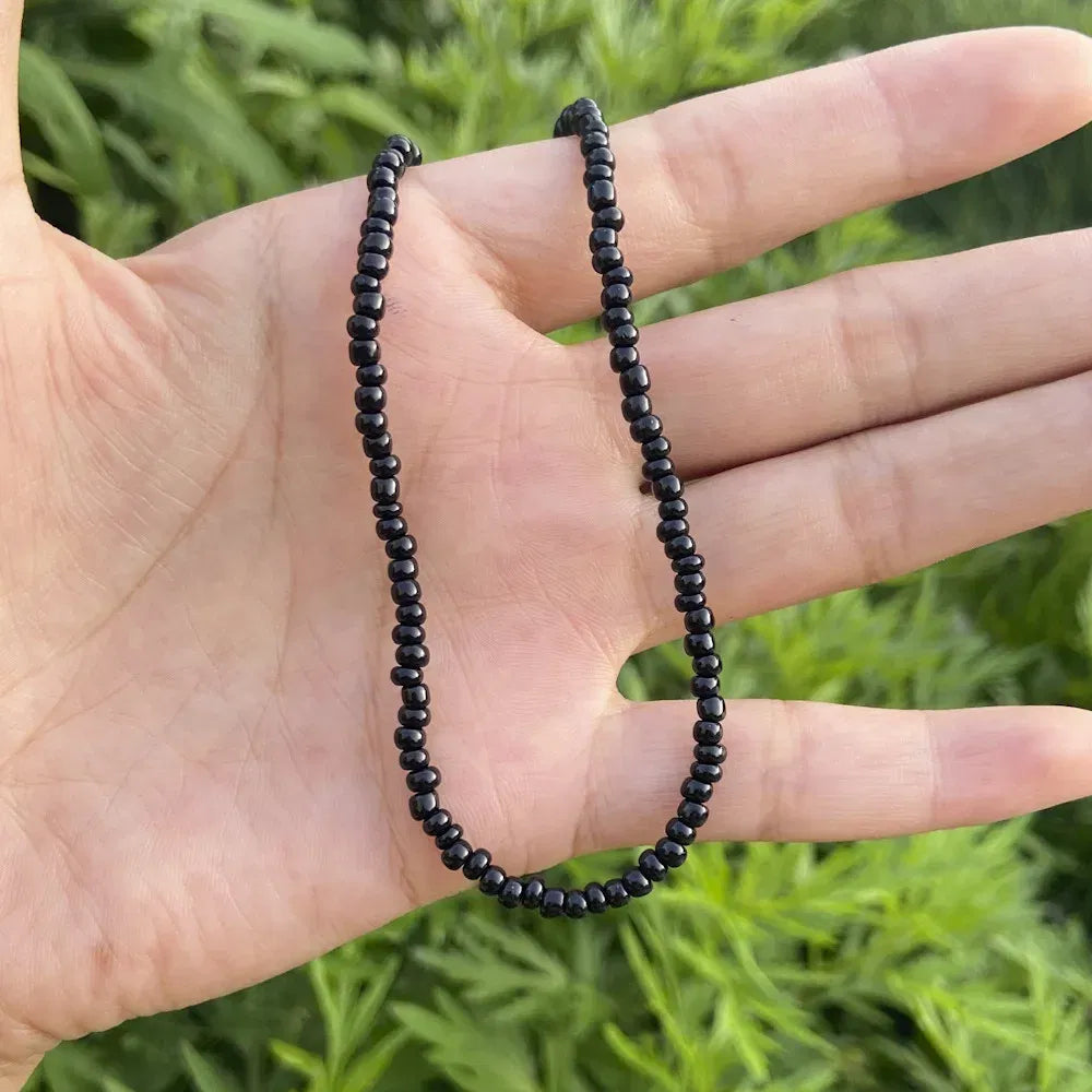 Metal Color: Rust Red - 2022 New Trend Colorful Rice Beads Necklace Bohemia Fashion Style Ladies Clavicle Chain Necklace Girls String Pearl Neck Jewelry