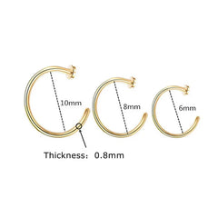 Metal color: ROSE GOLD COLOR - 6/8/10mm Surgical Steel Fake Non Nose Stud Ring False Lip Curler Septum Piercing Hoop Jewelry for Women Men Body Accessories