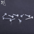 Metal Color: Antique Gold Plated - ZS 10-50pcs/lot Colorful Acrylic Stud Earring Invisible Transparent  Anti-allergy Ear Pin 20G Star Ball Curing Ear Hole Retainer
