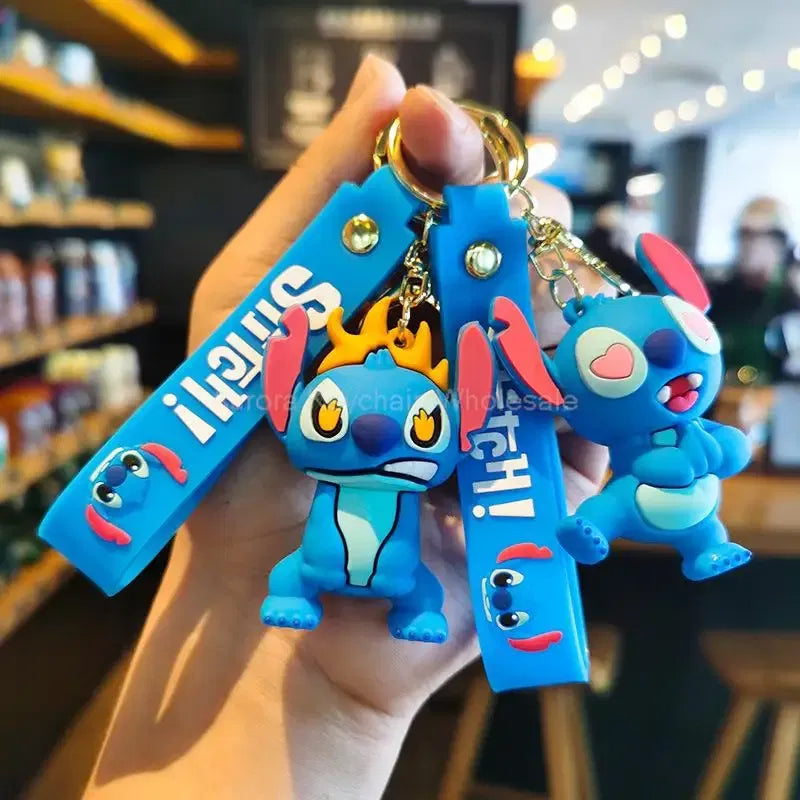 Color: P4/27 - Wholesale Anime Disney Keychain Mickey Mouse Minnie Lilo & Stitch Cartoon Keyring Kawaii Key Chain Car Pendant Kids Toys Gifts