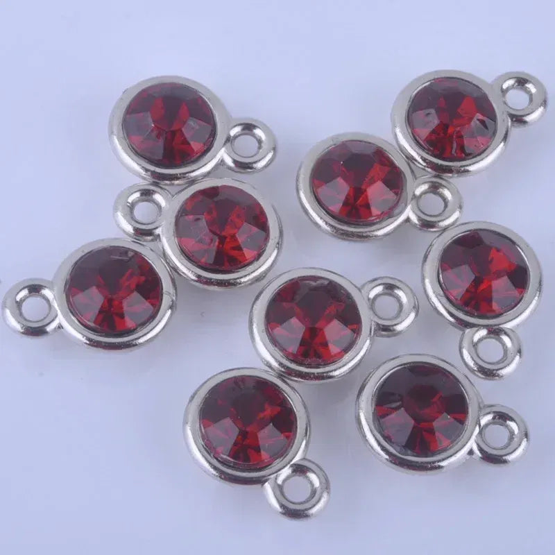 Metal color: Light Yellow Gold Color - 150pcs/lot mixed Birthstone charms 11mm Acrylic for DIY jewelry