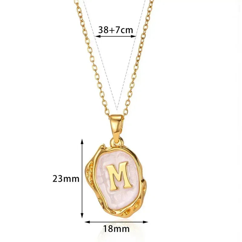 Metal Color: SILVER PLATED, Length: 40cm - Y2K Stainless Steels Drip Oil 26 Letter Necklaces for Women Men Alphabet A-Z Initials Pendant Necklace Aesthetic Jewelry Gift