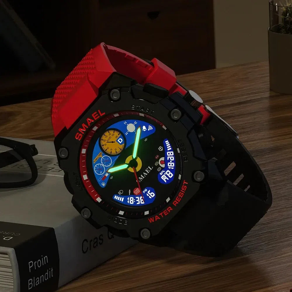 Color: Red - SMAEL Brand Waterproof Dropshipping Watch Alarm Clock 8092 Young Fashion Quartz Sport Wristwatches