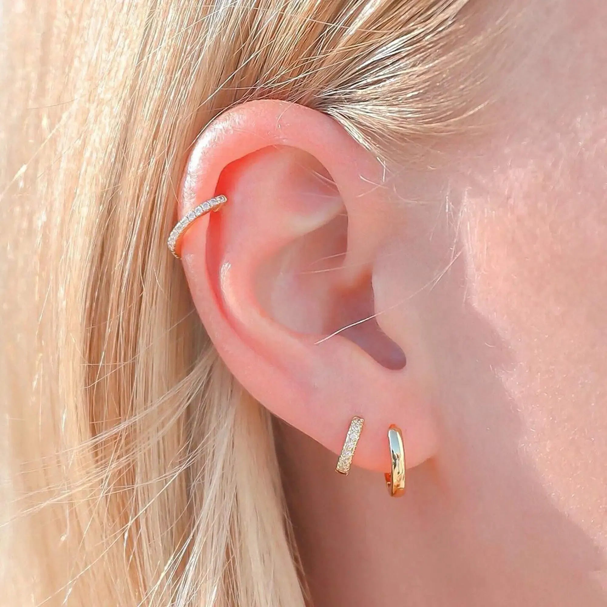Metal Color: Antique Copper Plated - Vonmoos New Women 3 Pairs Small Earrings Lady Classic 14K Gold Hoop Fashion Tiny Huggie Hoop Earrings Set Hypoallergenic Earring