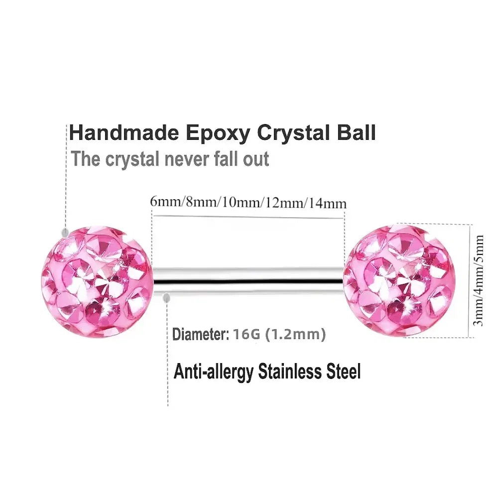 Metal color: Light Yellow Color, Main Stone Color: WHITE - 16g 1.2mm Coated Crystal Steel Ear Stud Tragus Helix Cartilage 3/4/5mm CZ Ball 6/8/10/12/14mm Bar Barbell Piercing