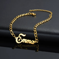 Metal Color: Black Zinc Plated, Length: 18.5cm, Main Stone Color: Orange - Atoztide Personalized Custom Name Bracelet for Women Men Stainless Steel 10mm Cuban Chain Nameplate Handmade Bangle Jewelry Gift