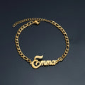 Metal Color: PURPLE, Length: 16cm, Main Stone Color: Gold - Atoztide Personalized Custom Name Bracelet for Women Men Stainless Steel 10mm Cuban Chain Nameplate Handmade Bangle Jewelry Gift