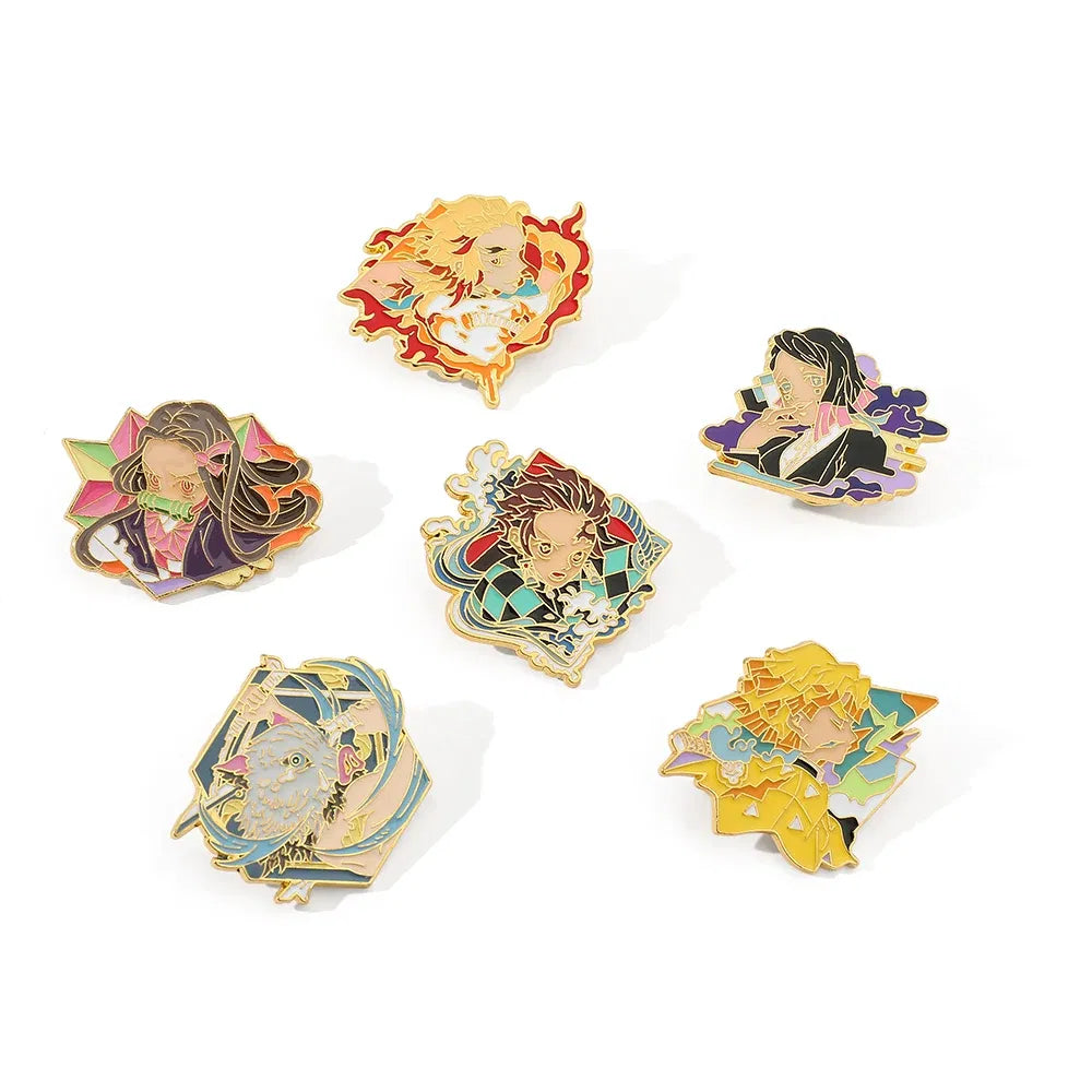 Metal color: ROSE GOLD COLOR, Ships From: CHINA - Anime Demon Slayer Figure Enamel Pins KamadoTanjirou Metal Badge Brooch for Jacket  Accessories for Fans Gifts