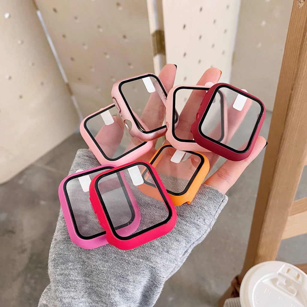 Dial Diameter: 4 - 6.9 Inches, Color: silver - Tempered Glass+cover For Apple Watch 9 8 41mm 45mm 42mm 38mm PC Bumper Screen Protector Case IWatch Series 7 6 5 4 Se 44mm 40mm