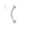 Metal color: Pure Gold Color, Main Stone Color: green - 3/4/5mm Opal Steel Eyebrow Ring Internally Threaded 6mm -14mm Bar Curved Barbell Monroe Lip Stud Ear Tragus Piercing