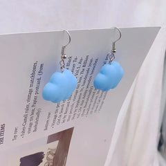 Metal Color: Light Yellow Gold Color - Ultra-Low New Fashion Cute White Cloud Stud Earrings Delicate Mushroom Clouds for Women Girls Ear Jewelry Wholesale Gifts Bear