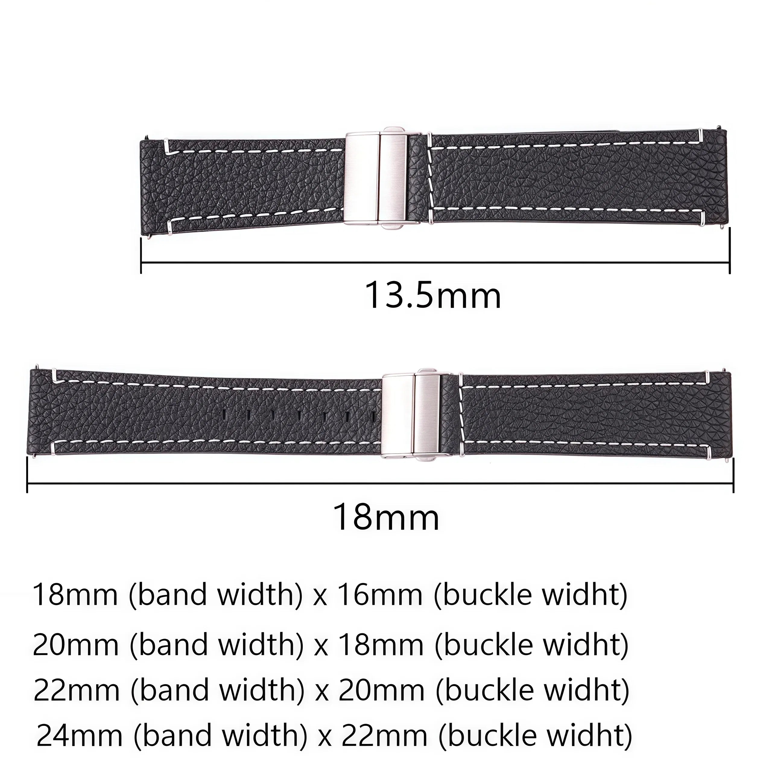 Band Color: BROWN, Band Width: 10mm - Soft Genuine Leather Smart Watch Band 18 20 22 24mm Women Men Cowhide Strap Brown Black Quick Release Watchband Bracelet