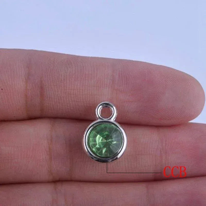 Metal color: Light Yellow Gold Color - 150pcs/lot mixed Birthstone charms 11mm Acrylic for DIY jewelry