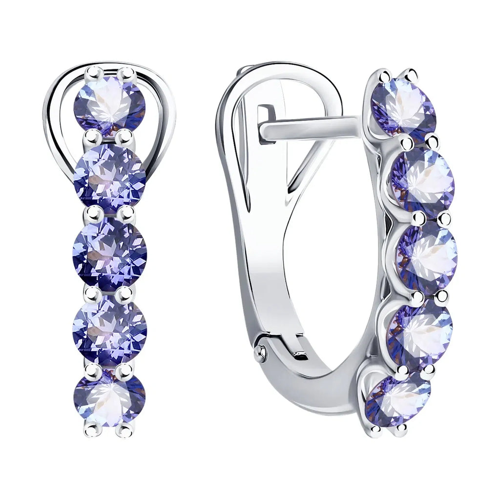 2MM Tanzanite 925 Sterling Silver Earring Cubic Custom Fashion Jewelry
