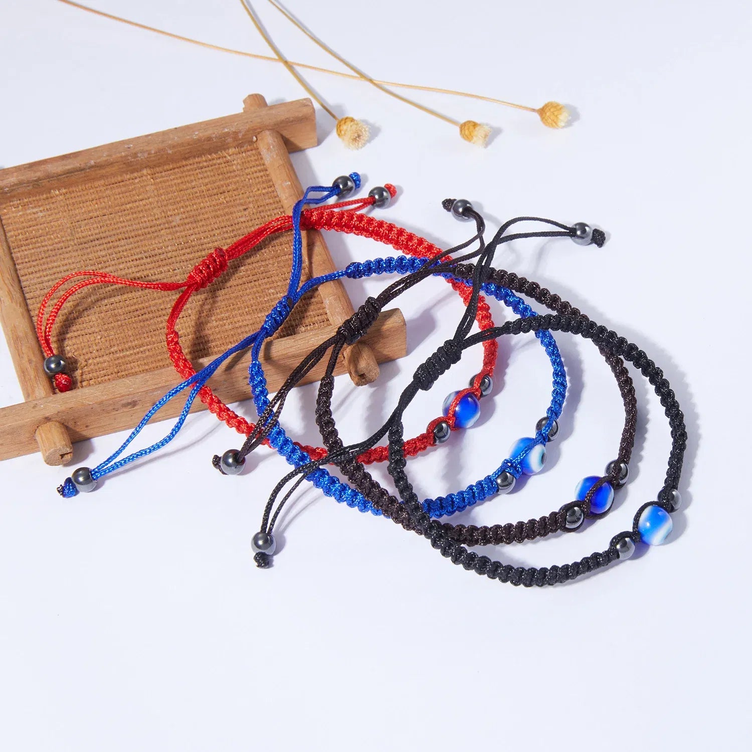 Metal Color: Dark green - Prayer Turkish Hand Palm Evil Eye Braided Bracelet Blue Black Color Nylon Thread Lucky Couple Bracelet&Bangles Jewelry Men Women