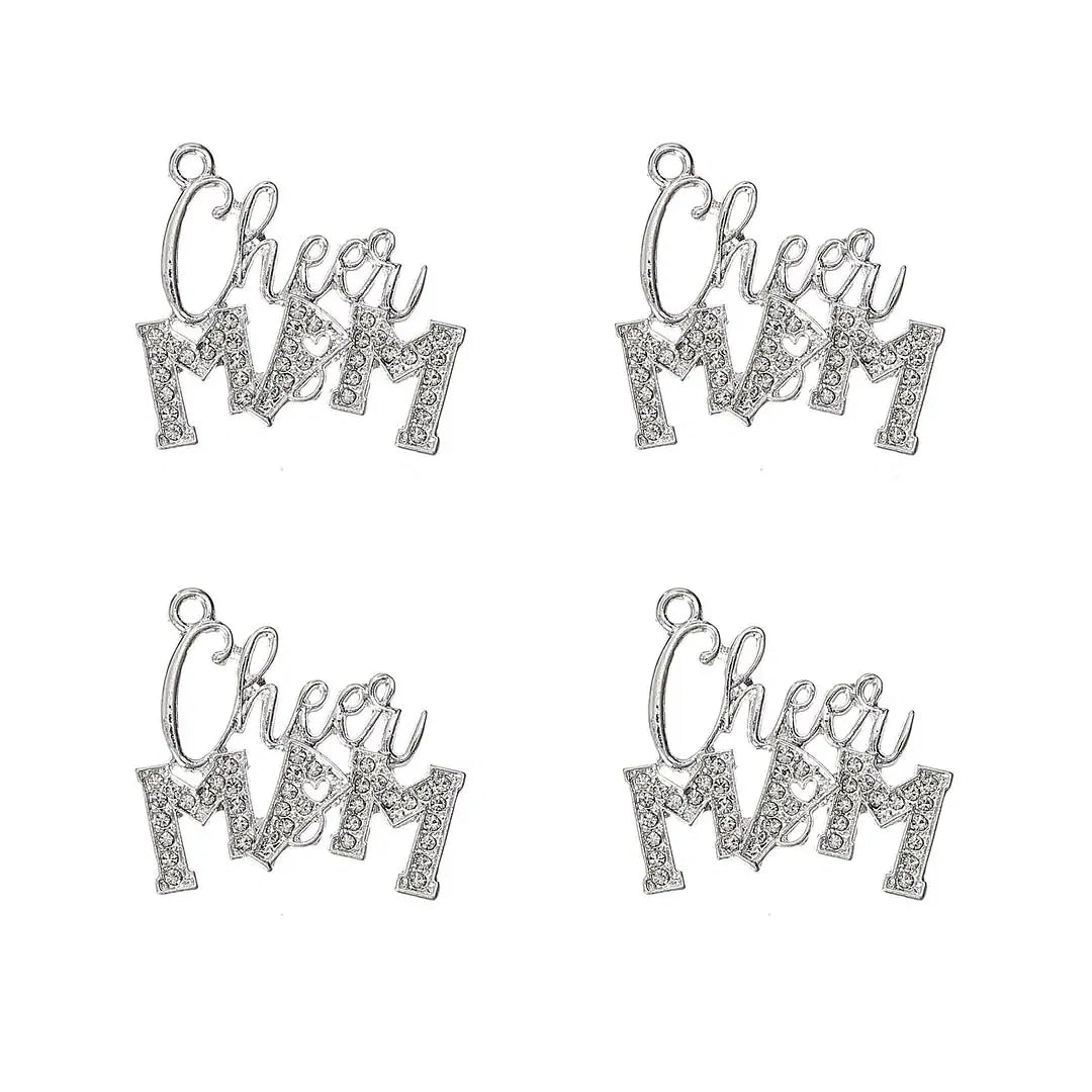 Metal color: SILVER PLATED, Ships From: CHINA - 10pcs Cheer MAM Rhinestone Letter Charms for DIY Bracelet Bangle Making LTC0407-LTC0410