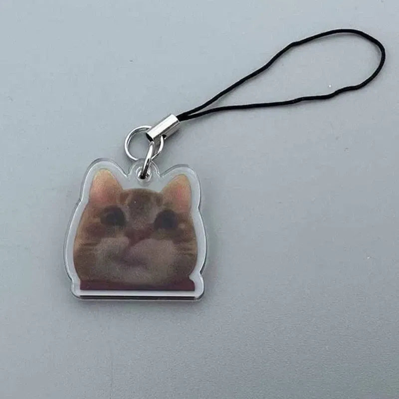 Color: green - Banana Cat Keychain for Students Funny Pendant Lanyard Decorations Cat Charm Phone Chain Anti-lost Strap Decors