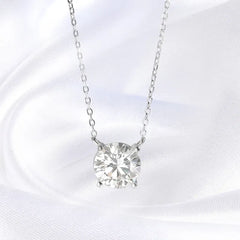 Gem Color: WHITE, Metal Color: Pure Gold Color - Smyoue White Gold Plated 1-10CT Moissanite Necklace for Women Classic Four Claws Pendant Wedding Jewelry 925 Sterling Silver GRA