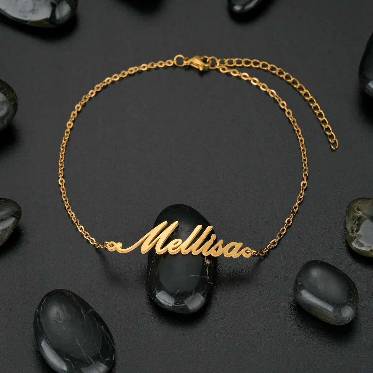 Metal Color: Black Zinc Plated, Length: 18.5cm, Main Stone Color: Orange - Atoztide Personalized Custom Name Bracelet for Women Men Stainless Steel 10mm Cuban Chain Nameplate Handmade Bangle Jewelry Gift
