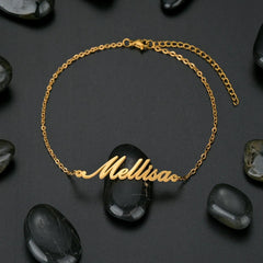 Metal Color: Black Zinc Plated, Length: 18.5cm, Main Stone Color: Orange - Atoztide Personalized Custom Name Bracelet for Women Men Stainless Steel 10mm Cuban Chain Nameplate Handmade Bangle Jewelry Gift